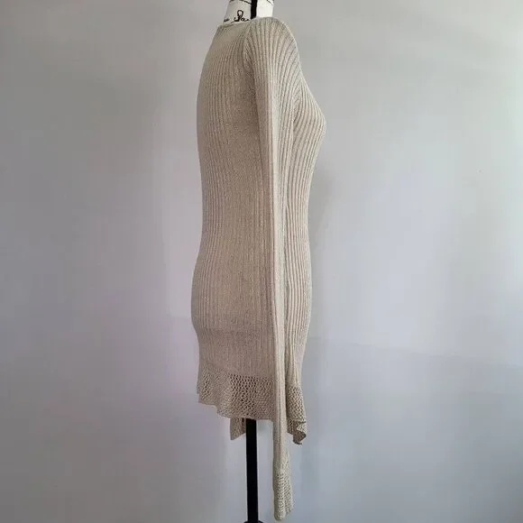 Vintage Y2K tunic sweater extra long sleeves beige medium boho lagom‎ - Picture 2 of 13
